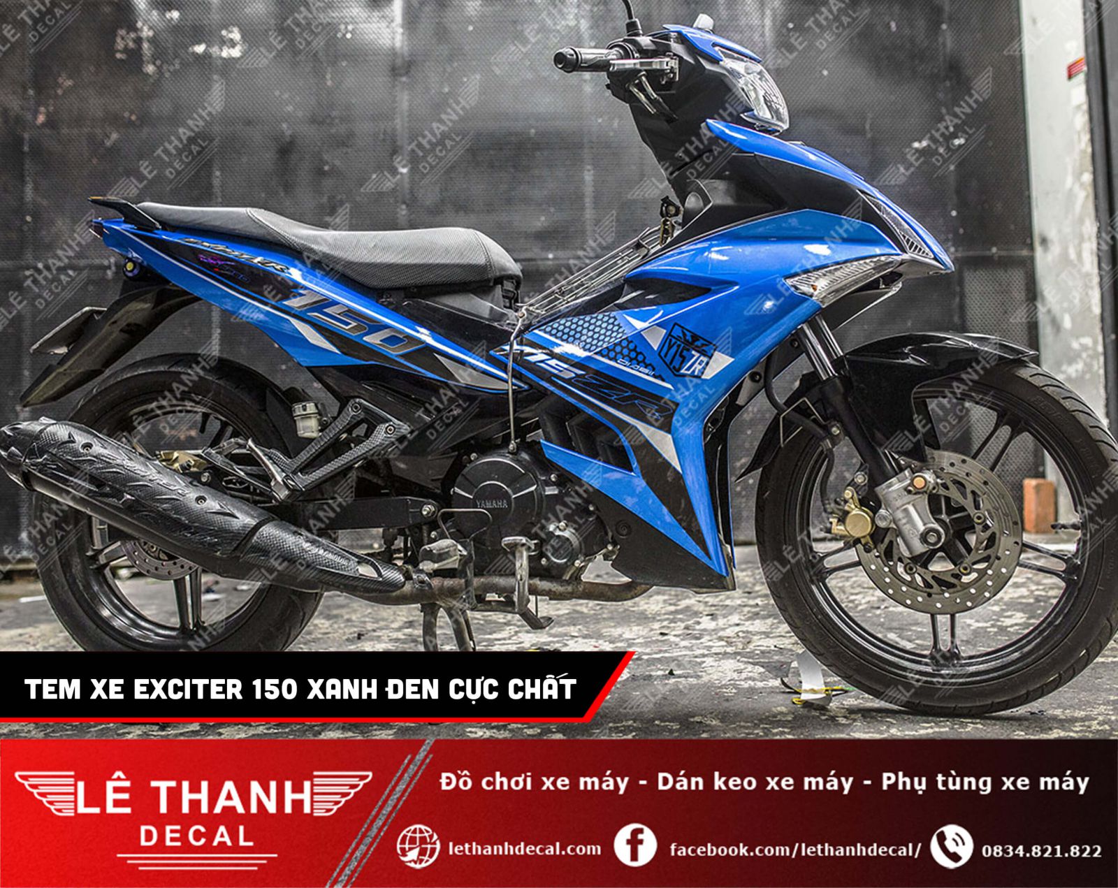 Dán tem xe Exciter 150 xanh đen cực chất